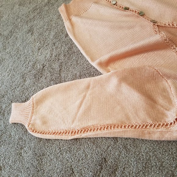 Vintage Peach Handknit Cardigan Sweater, Size S/M - Picture 7 of 14